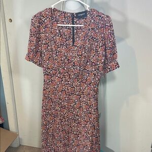 New size 2 (US 6) The Kooples Field Flowers, Black Orange Pink Floral Midi Dress